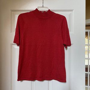 Valerie Stevens Petites Pure Silk Red classy knit top Size PL